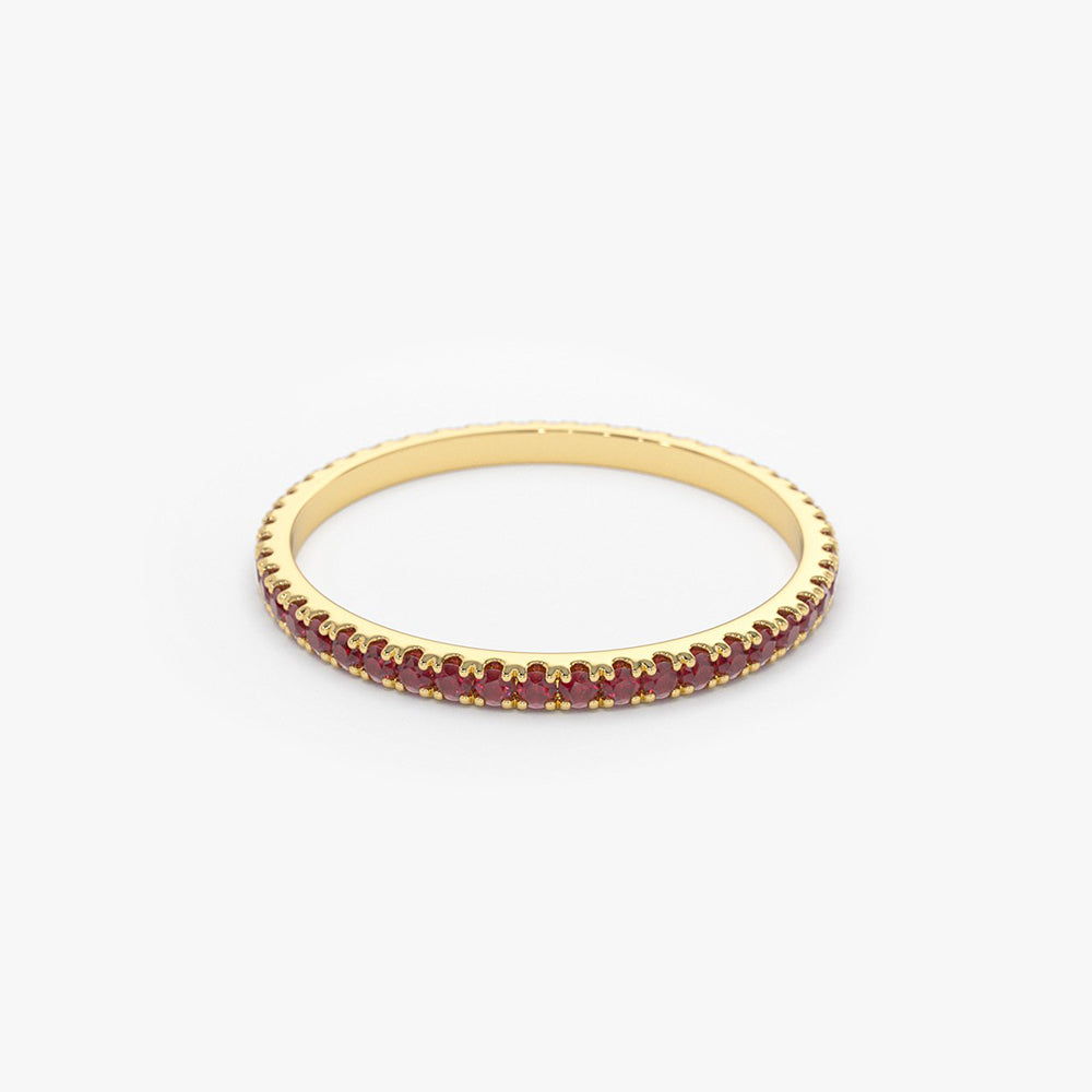 14K Gold Ruby Eternity Band - GeumJewels