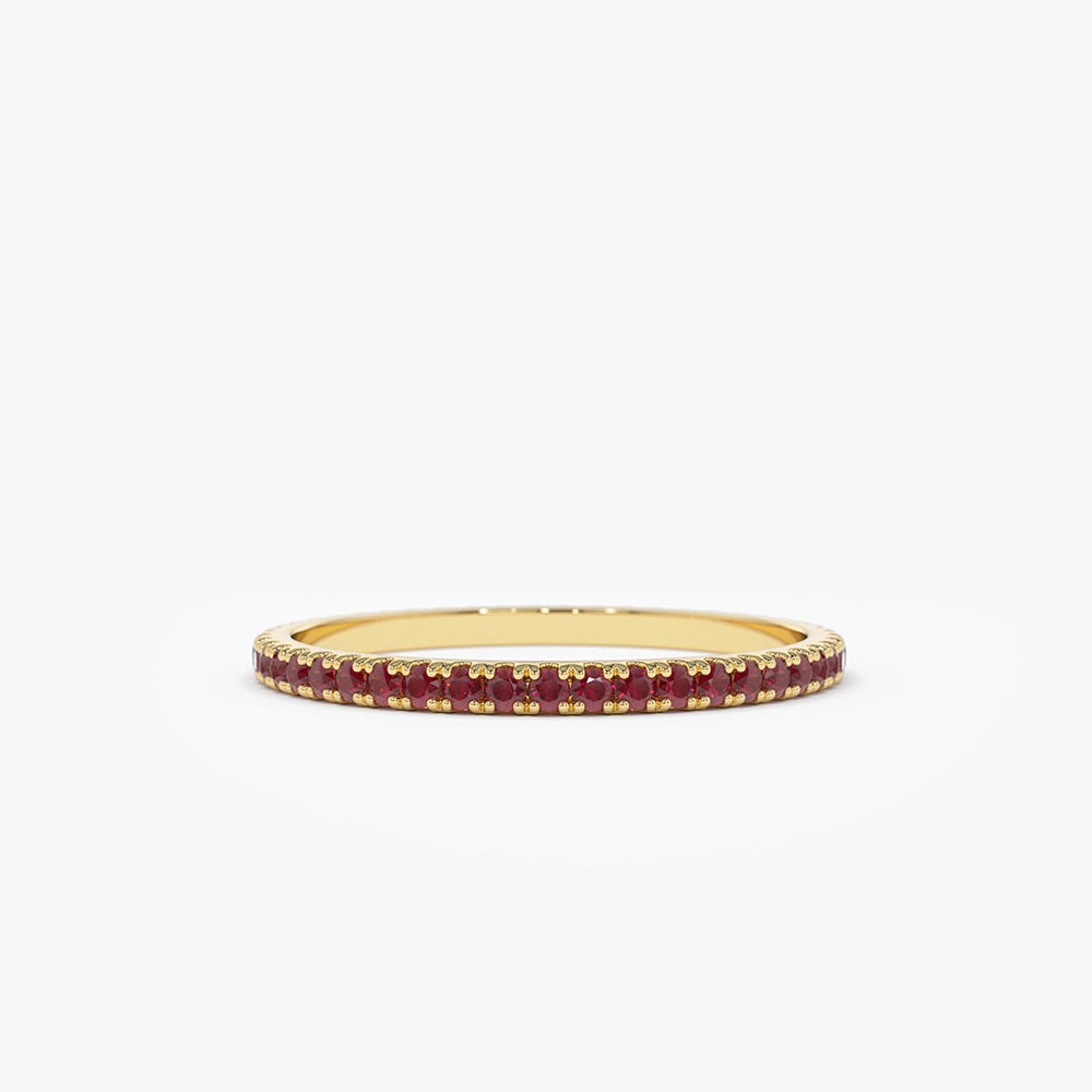 14K Gold Ruby Eternity Band - GeumJewels