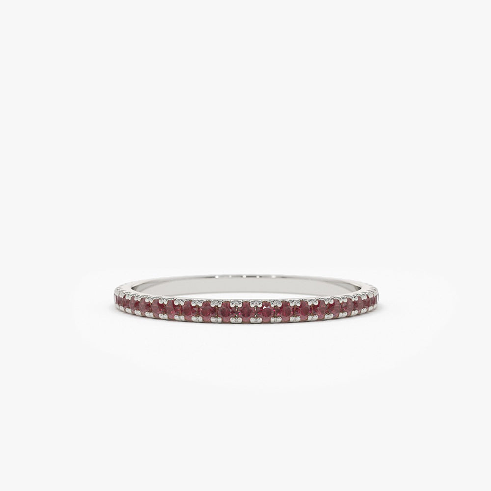 14K Gold Ruby Eternity Band - GeumJewels