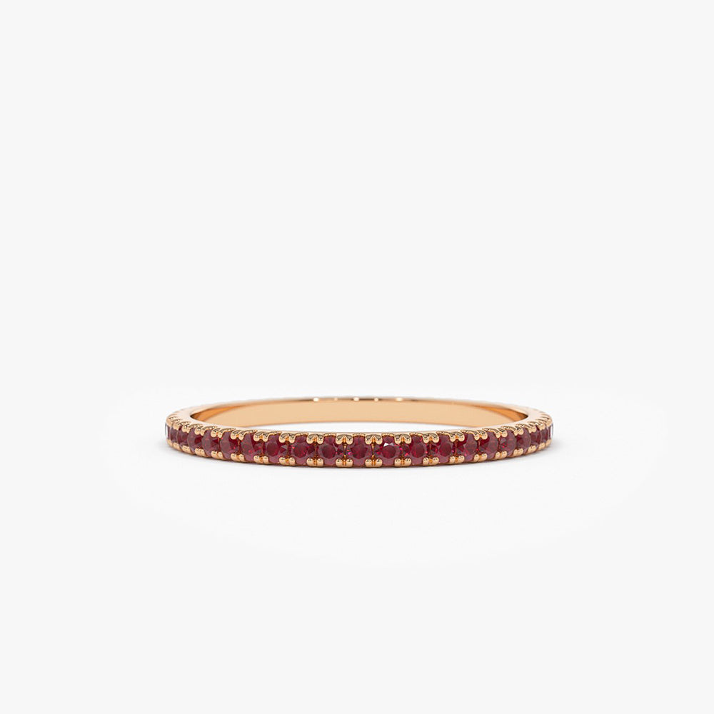 14K Gold Ruby Eternity Band - GeumJewels
