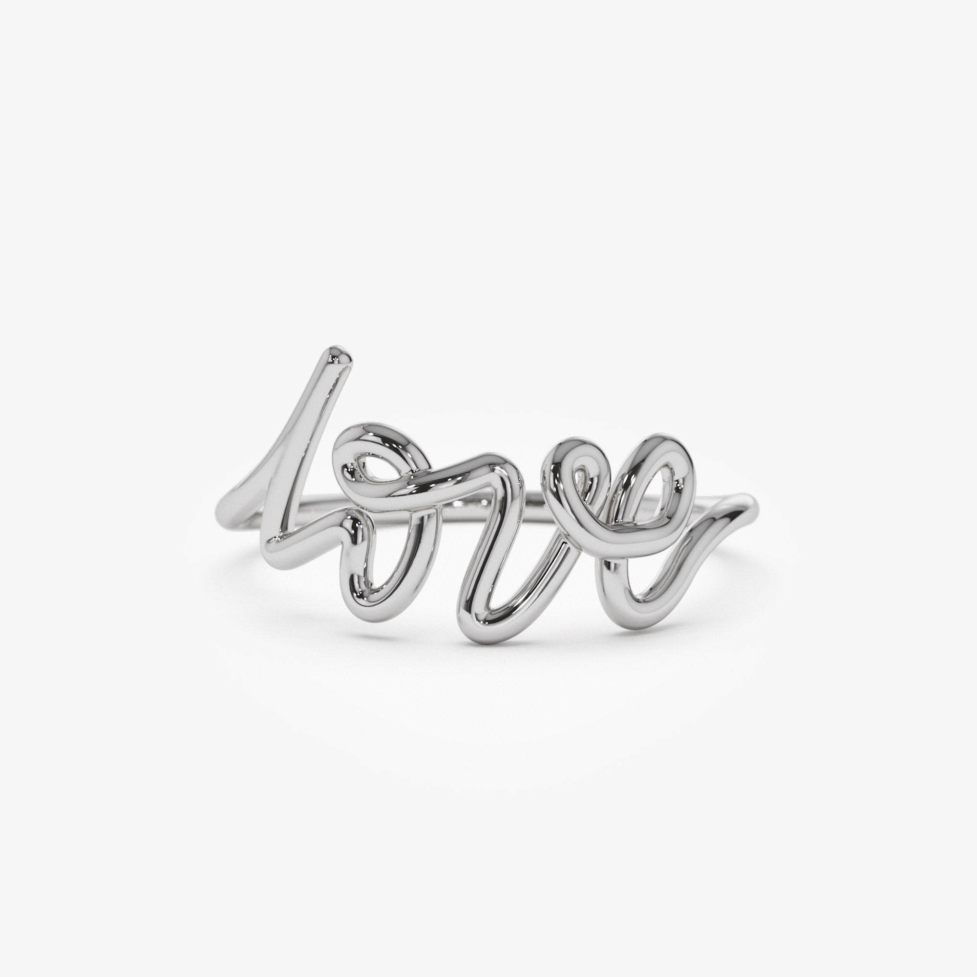 14K Gold Script Love Ring - GeumJewels