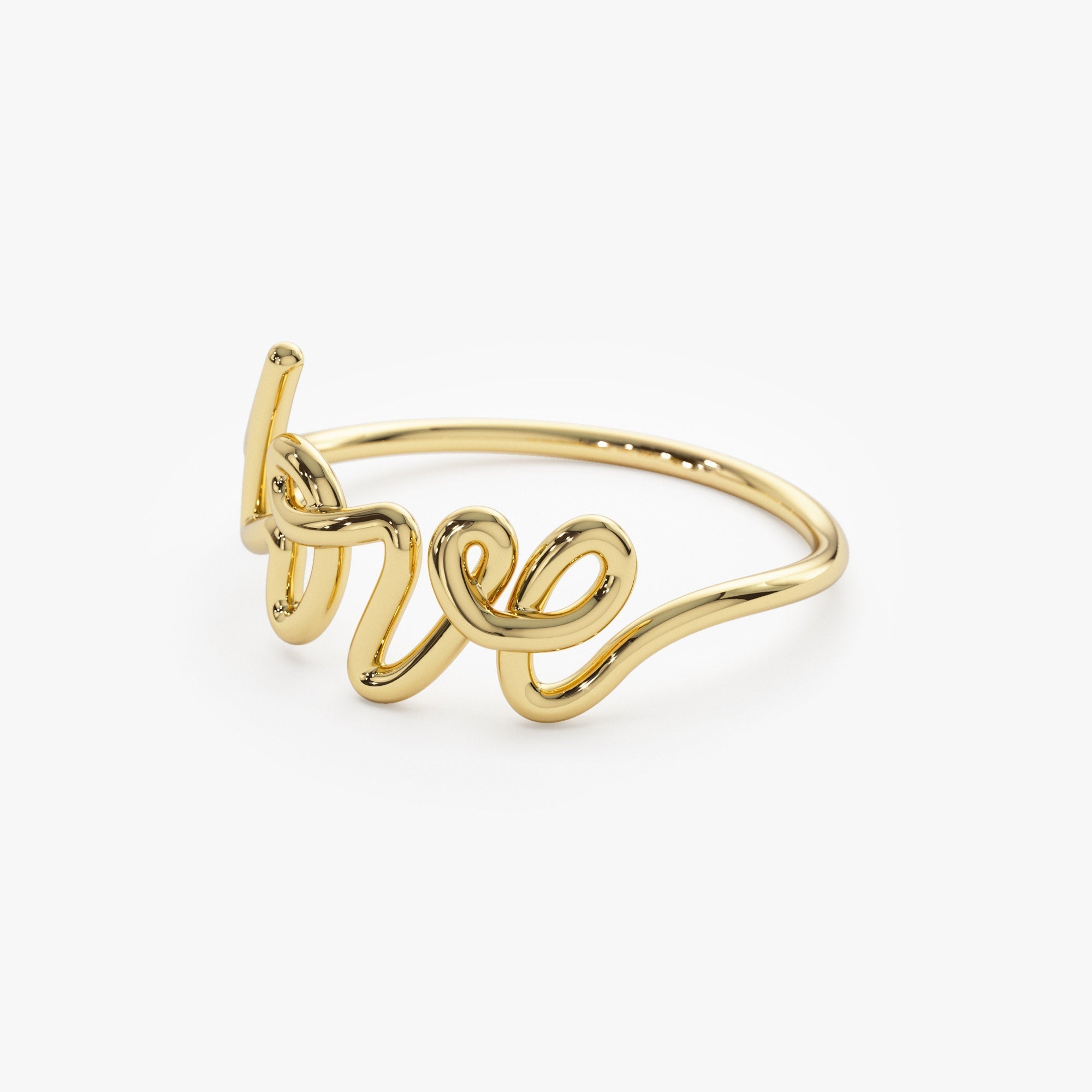 14K Gold Script Love Ring - GeumJewels