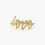 14K Gold Script Love Ring - GeumJewels