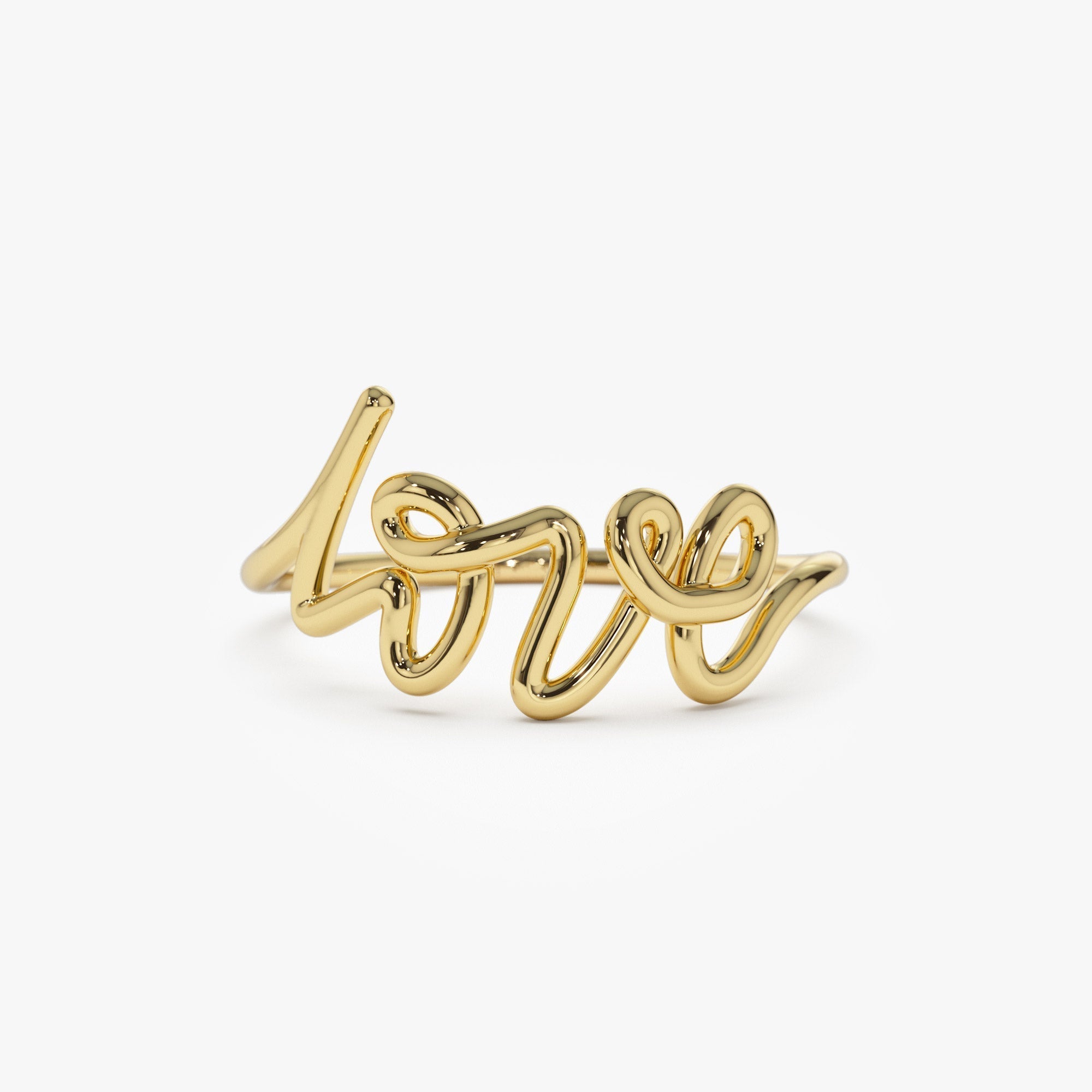 14K Gold Script Love Ring - GeumJewels