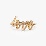 14K Gold Script Love Ring - GeumJewels