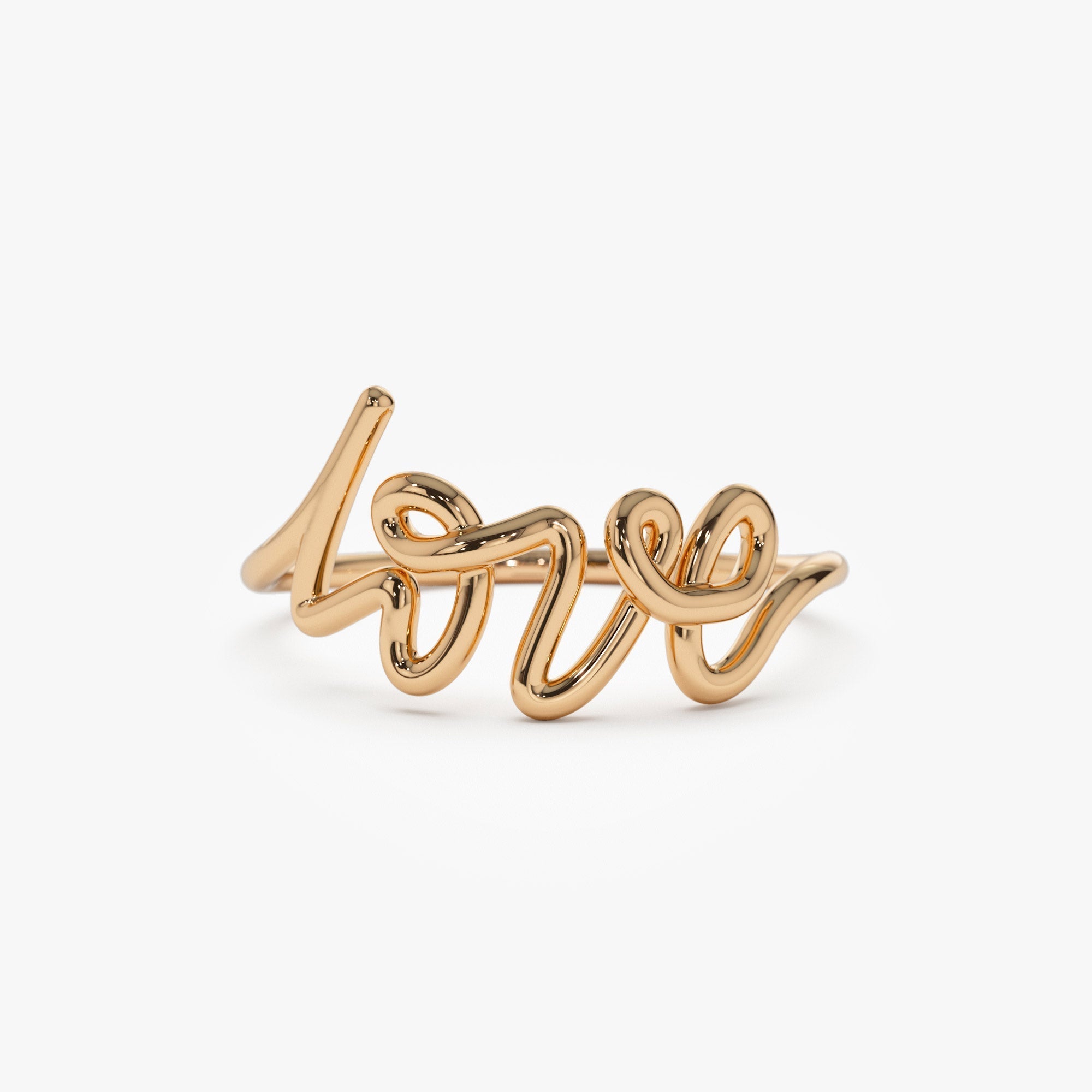 14K Gold Script Love Ring - GeumJewels
