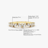 14K Gold Slanted Marquise and Round Diamond Ring - GeumJewels