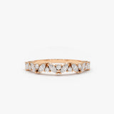 14K Gold Slanted Marquise and Round Diamond Ring - GeumJewels