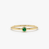 14k Gold Solitaire Emerald Gemstone Ring - GeumJewels