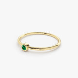 14k Gold Solitaire Emerald Gemstone Ring - GeumJewels