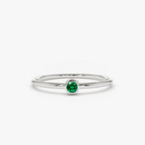 14k Gold Solitaire Emerald Gemstone Ring - GeumJewels