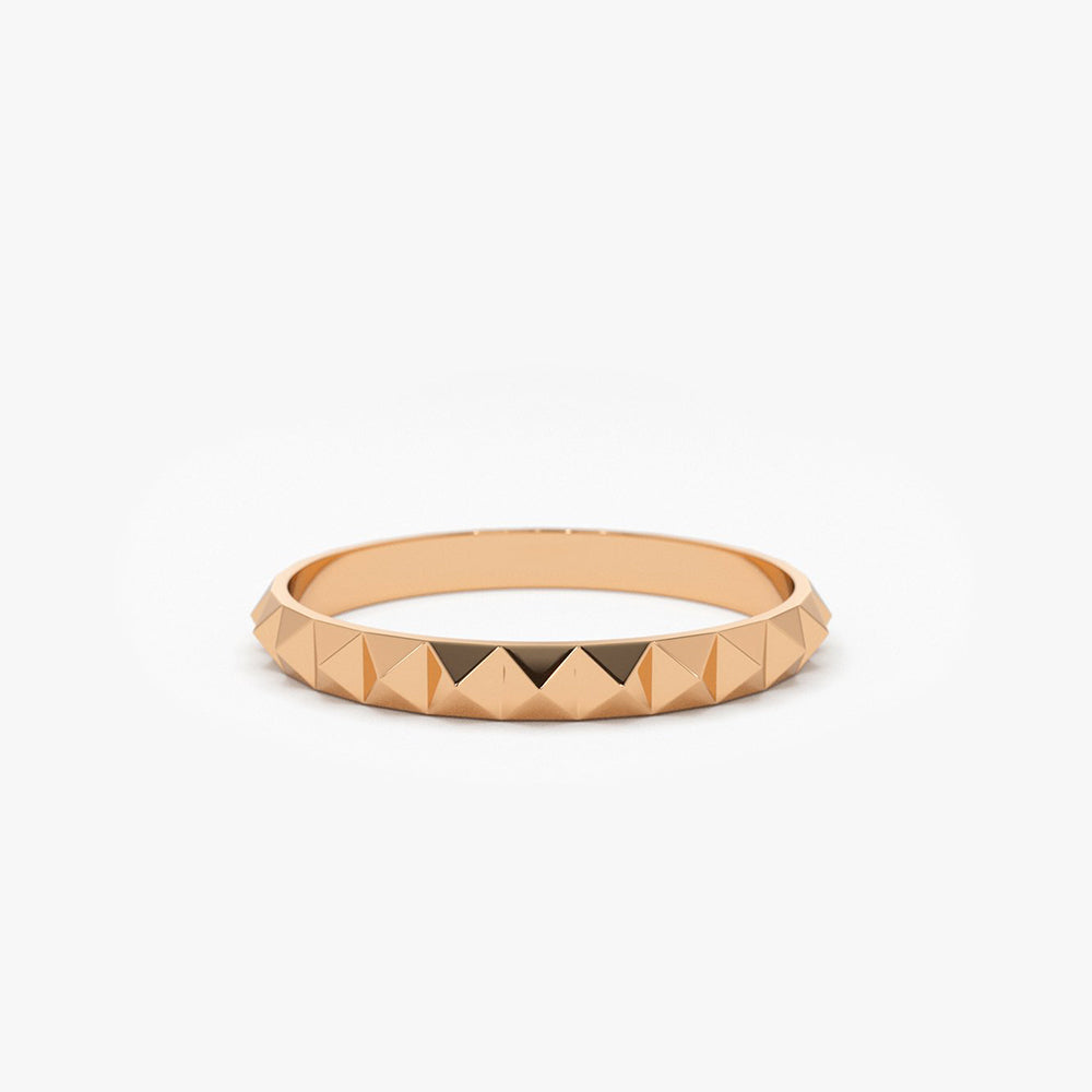 14K Gold Spike Pyramid Eternity Ring - GeumJewels