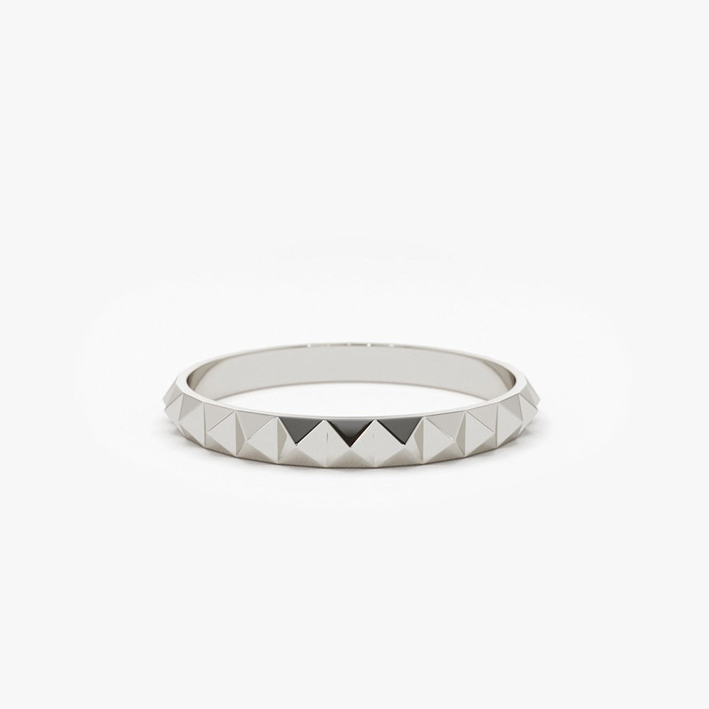14K Gold Spike Pyramid Eternity Ring - GeumJewels