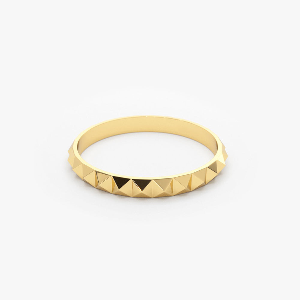 14K Gold Spike Pyramid Eternity Ring - GeumJewels