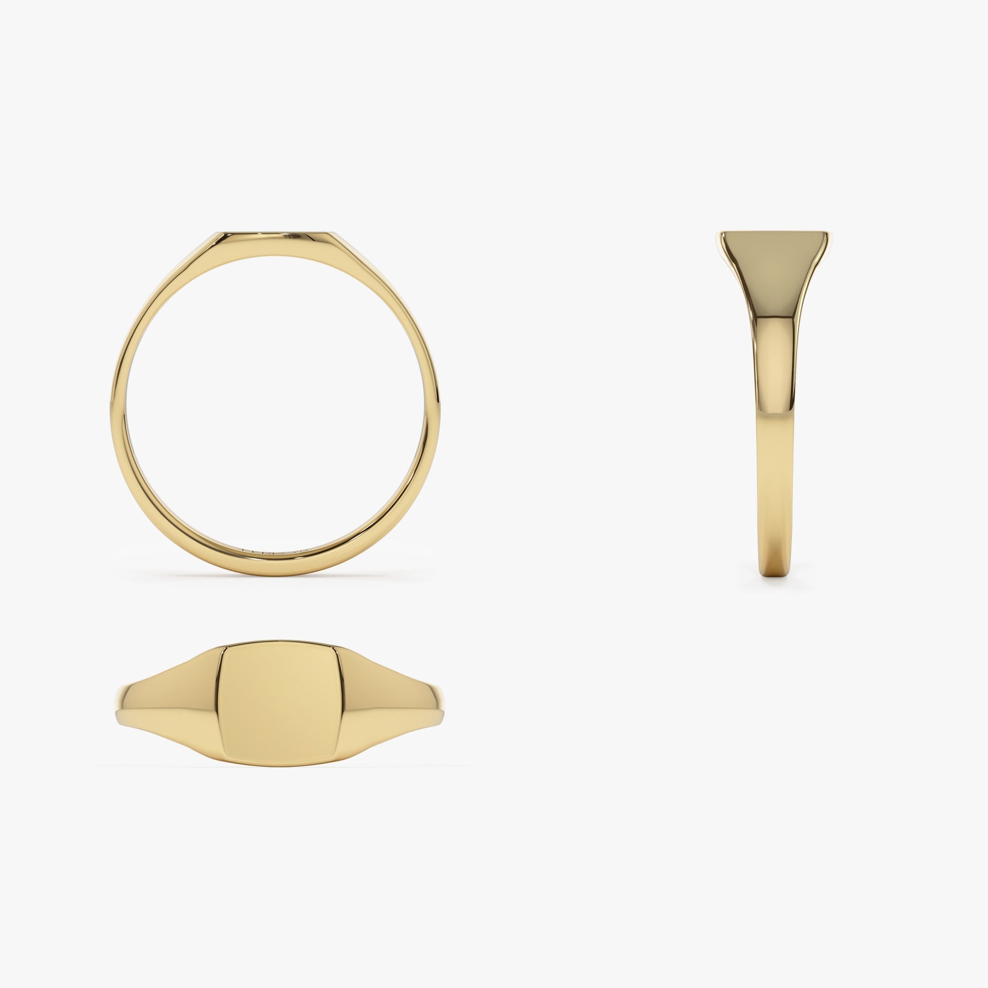 14k Gold Square Signet Ring - GeumJewels