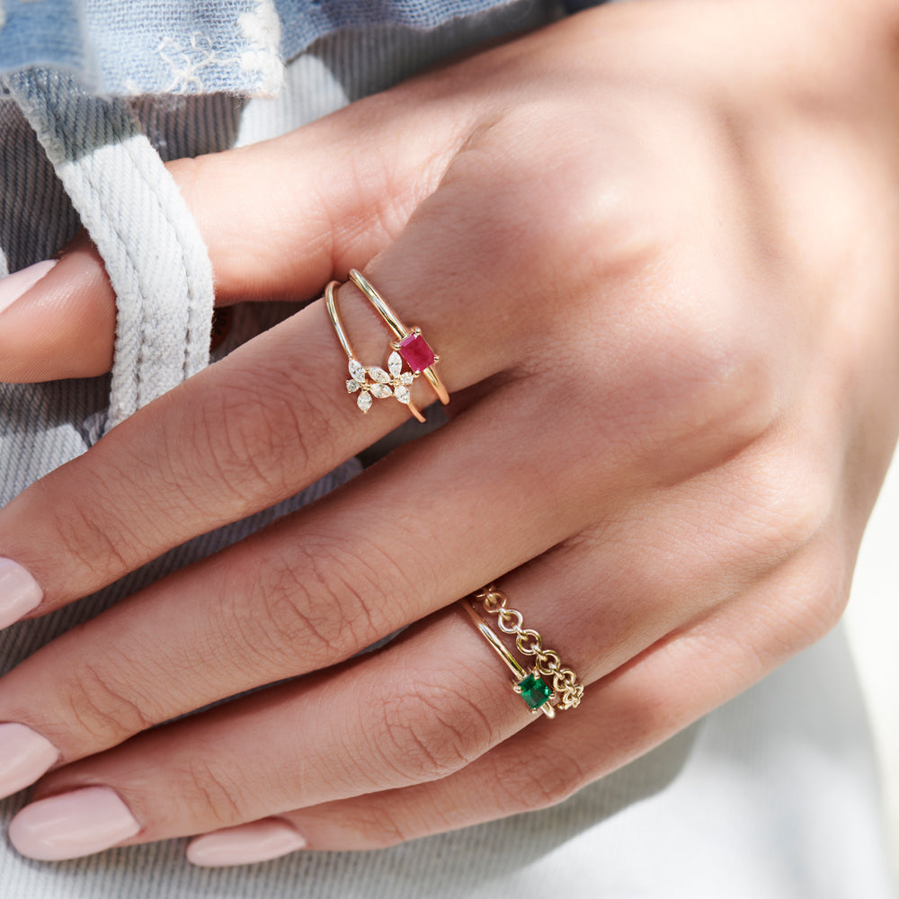 14K Gold Stackable Dainty Ring - GeumJewels