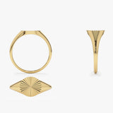 14k Gold Sun Signet Ring - GeumJewels
