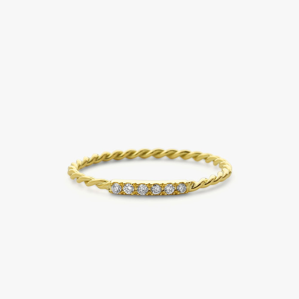 14K Gold Twisted Diamond Wedding Band - GeumJewels
