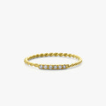 14K Gold Twisted Diamond Wedding Band - GeumJewels