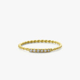 14K Gold Twisted Diamond Wedding Band - GeumJewels
