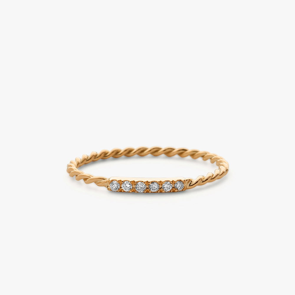 14K Gold Twisted Diamond Wedding Band - GeumJewels