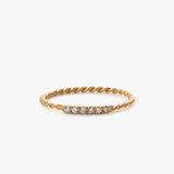 14K Gold Twisted Diamond Wedding Band - GeumJewels