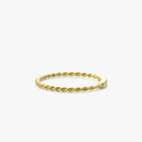 14K Gold Twisted Diamond Wedding Band - GeumJewels