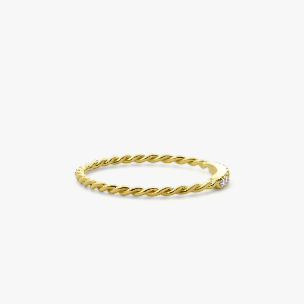 14K Gold Twisted Diamond Wedding Band - GeumJewels