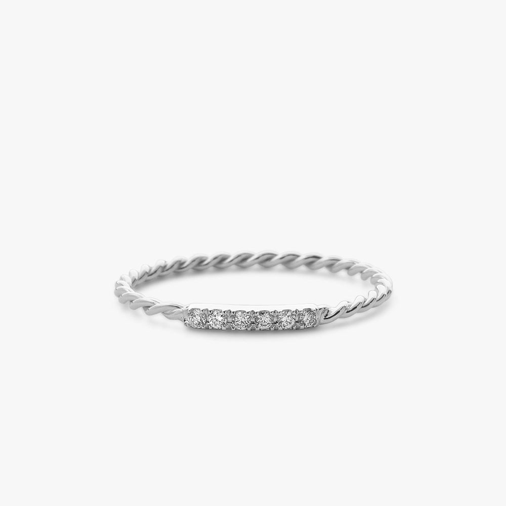 14K Gold Twisted Diamond Wedding Band - GeumJewels