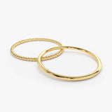 14K Gold Twisted Rope Ring Set - GeumJewels