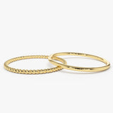 14K Gold Twisted Rope Ring Set - GeumJewels