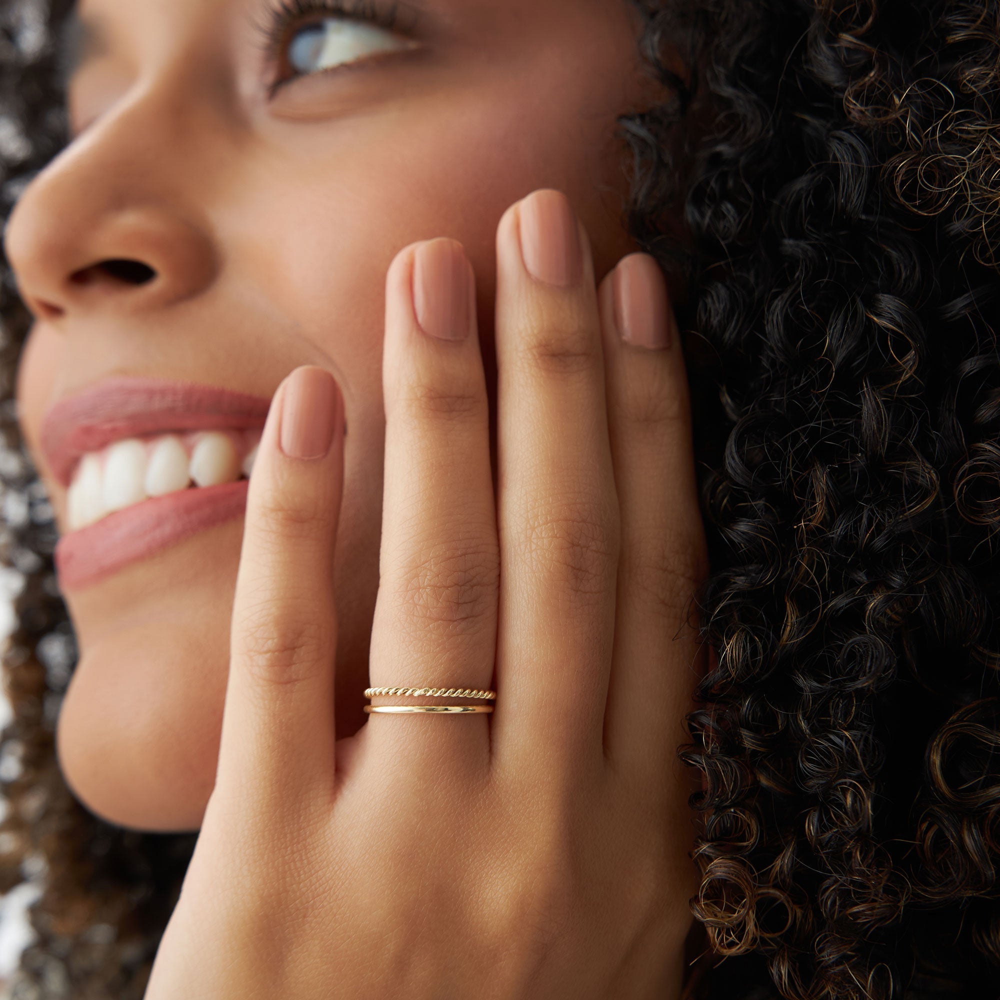 14K Gold Twisted Rope Ring Set - GeumJewels