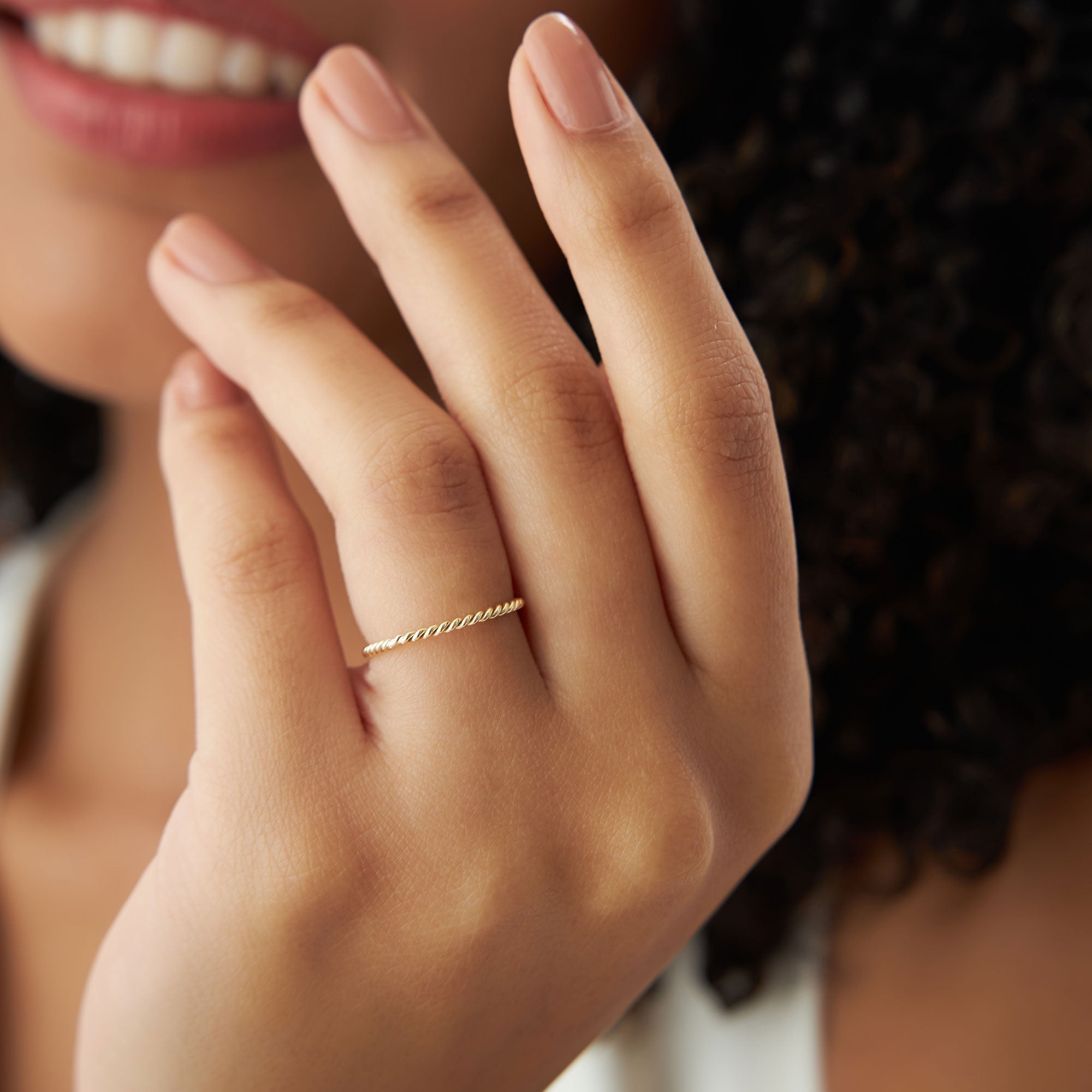 14K Gold Twisted Rope Ring Set - GeumJewels