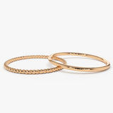 14K Gold Twisted Rope Ring Set - GeumJewels