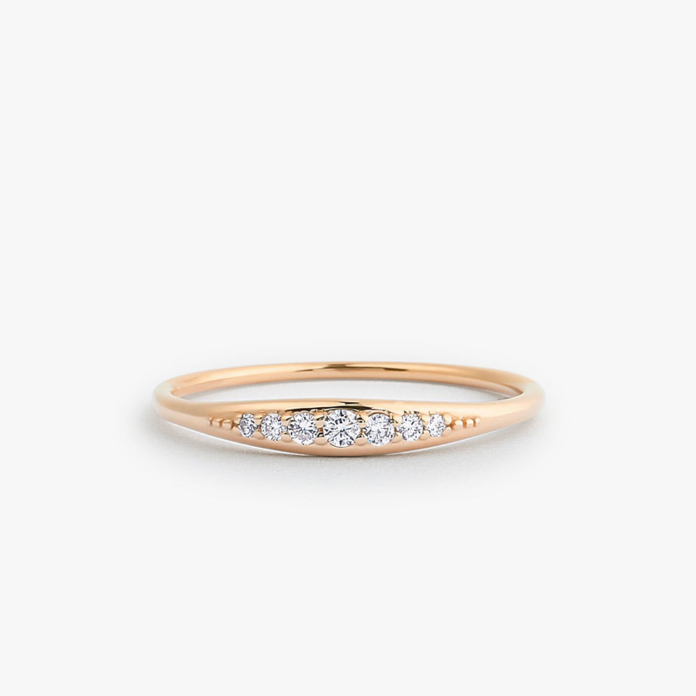14k Graduating Diamond Wedding Band - GeumJewels