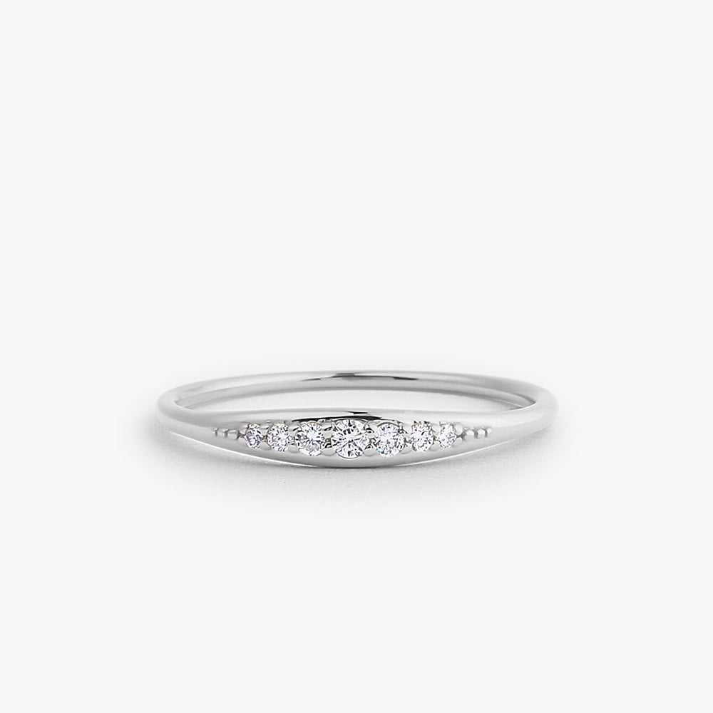 14k Graduating Diamond Wedding Band - GeumJewels
