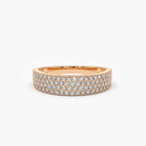 14k Half Eternity 4 Row Micro Pave Wedding Band - GeumJewels