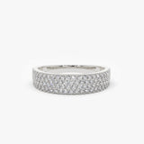 14k Half Eternity 4 Row Micro Pave Wedding Band - GeumJewels