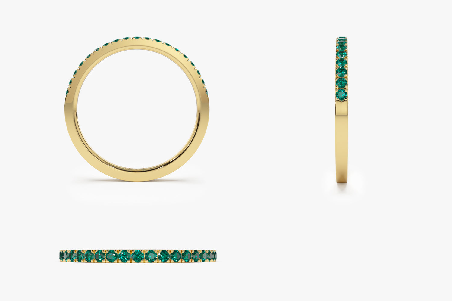 14k Half Eternity Emerald Ring - GeumJewels