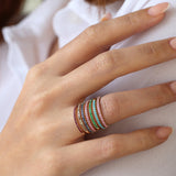 14k Half Eternity Emerald Ring - GeumJewels