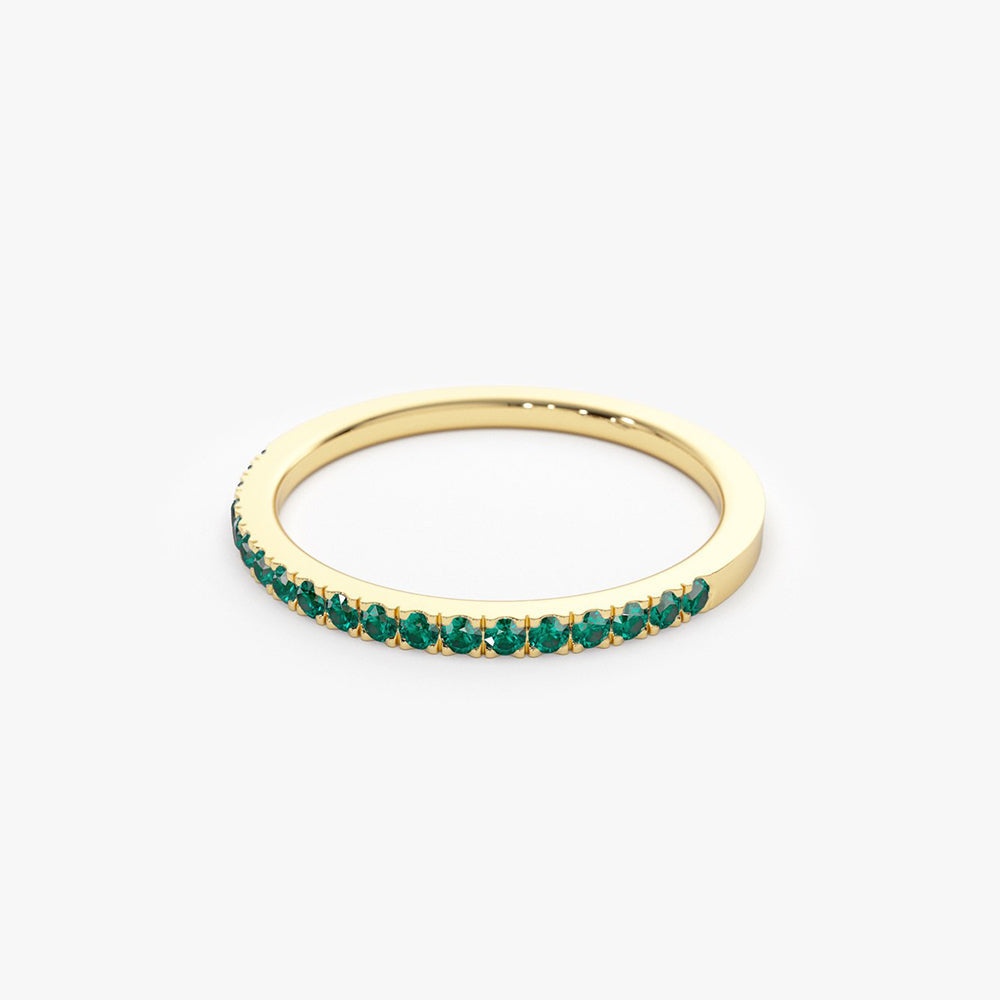 14k Half Eternity Emerald Ring - GeumJewels