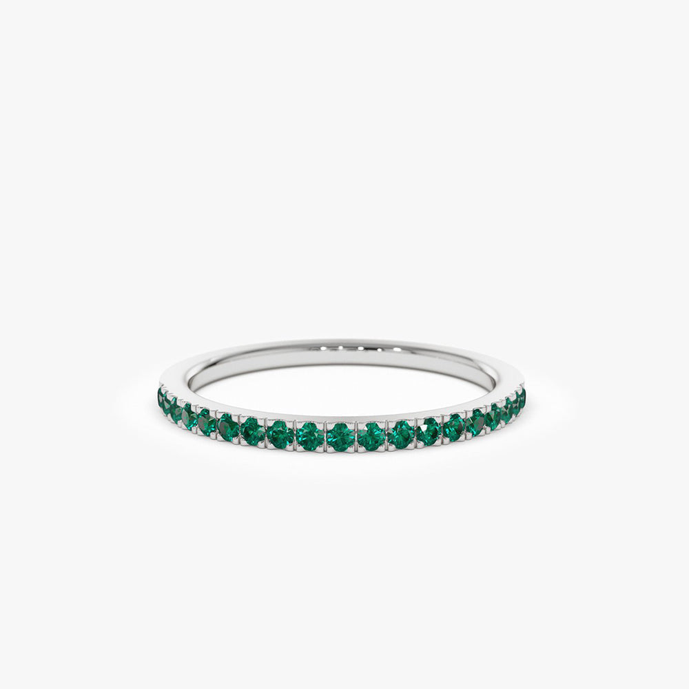 14k Half Eternity Emerald Ring - GeumJewels