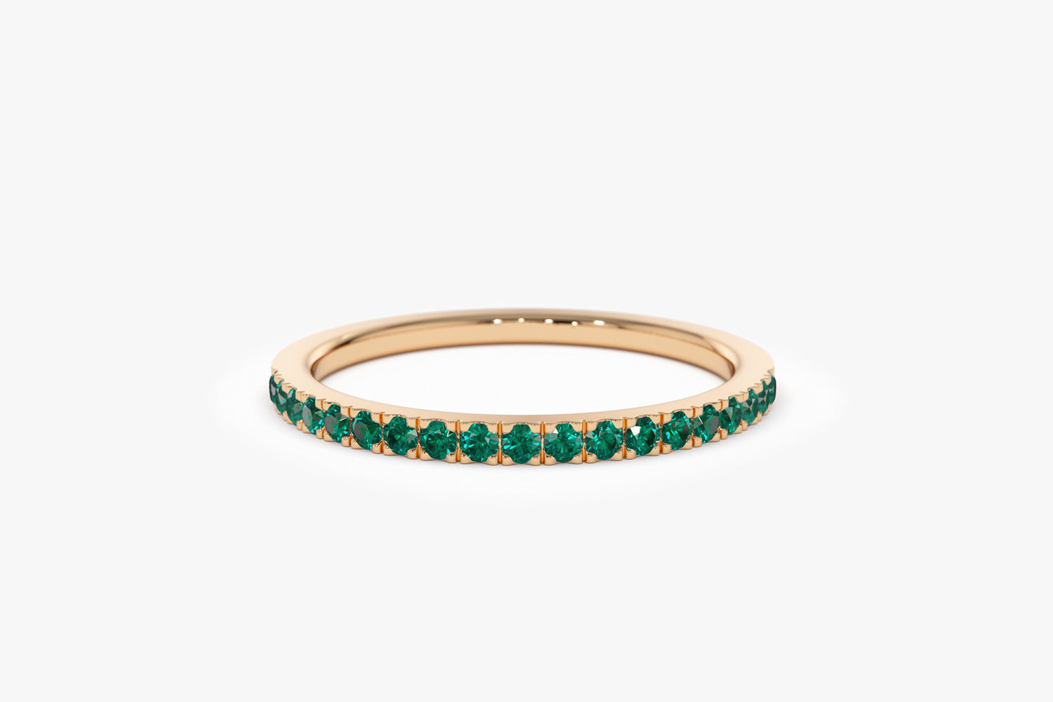 14k Half Eternity Emerald Ring - GeumJewels