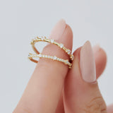 14K Half Eternity Minimalist Diamond Wedding Ring - GeumJewels