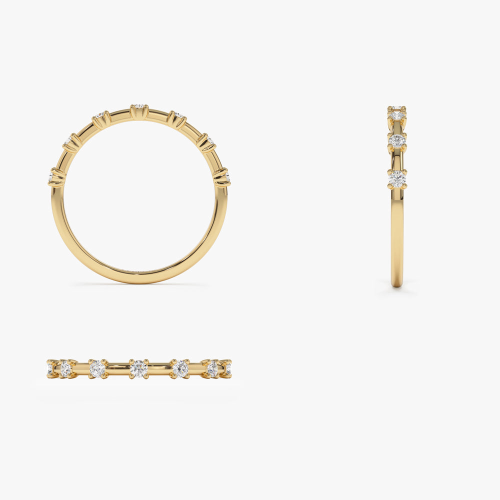 14K Half Eternity Minimalist Diamond Wedding Ring - GeumJewels