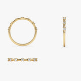 14K Half Eternity Minimalist Diamond Wedding Ring - GeumJewels