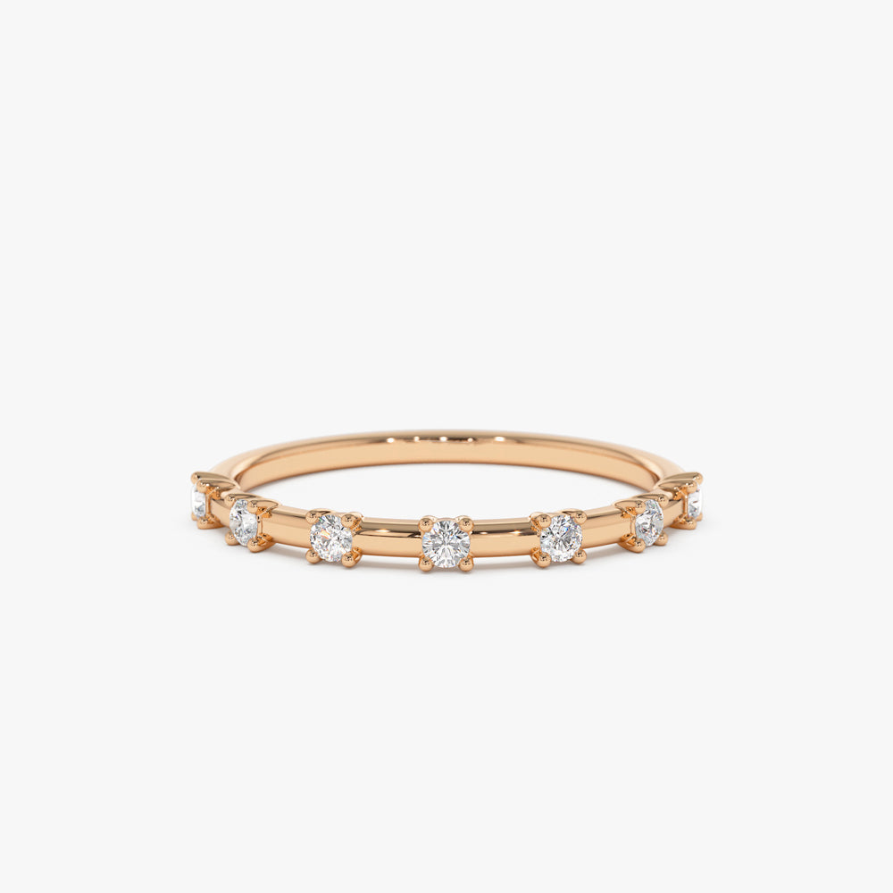 14K Half Eternity Minimalist Diamond Wedding Ring - GeumJewels