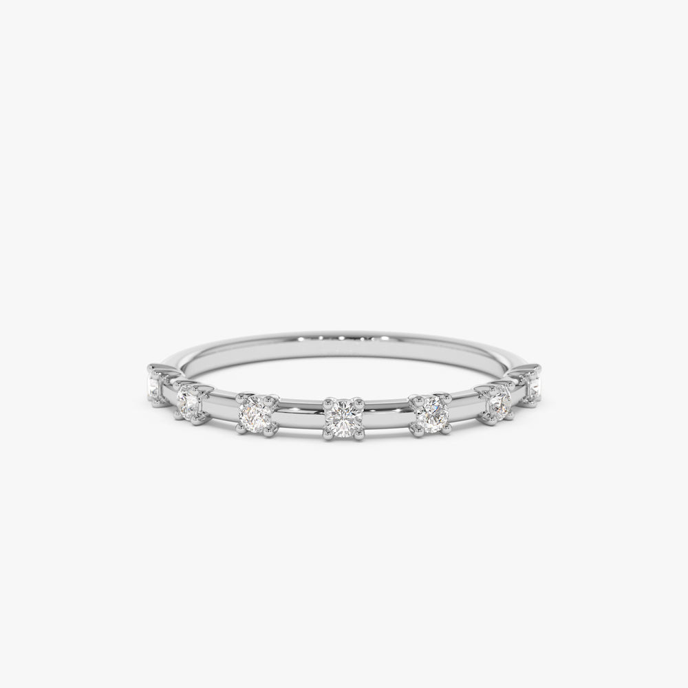 14K Half Eternity Minimalist Diamond Wedding Ring - GeumJewels