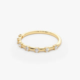 14K Half Eternity Minimalist Diamond Wedding Ring - GeumJewels
