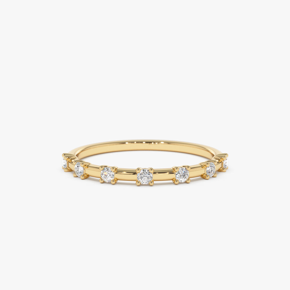 14K Half Eternity Minimalist Diamond Wedding Ring - GeumJewels